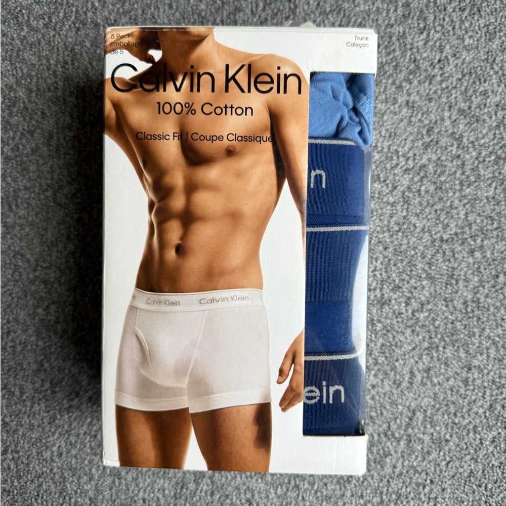 Calvin Klein Men's Cotton Boxer Briefs - White and Blue